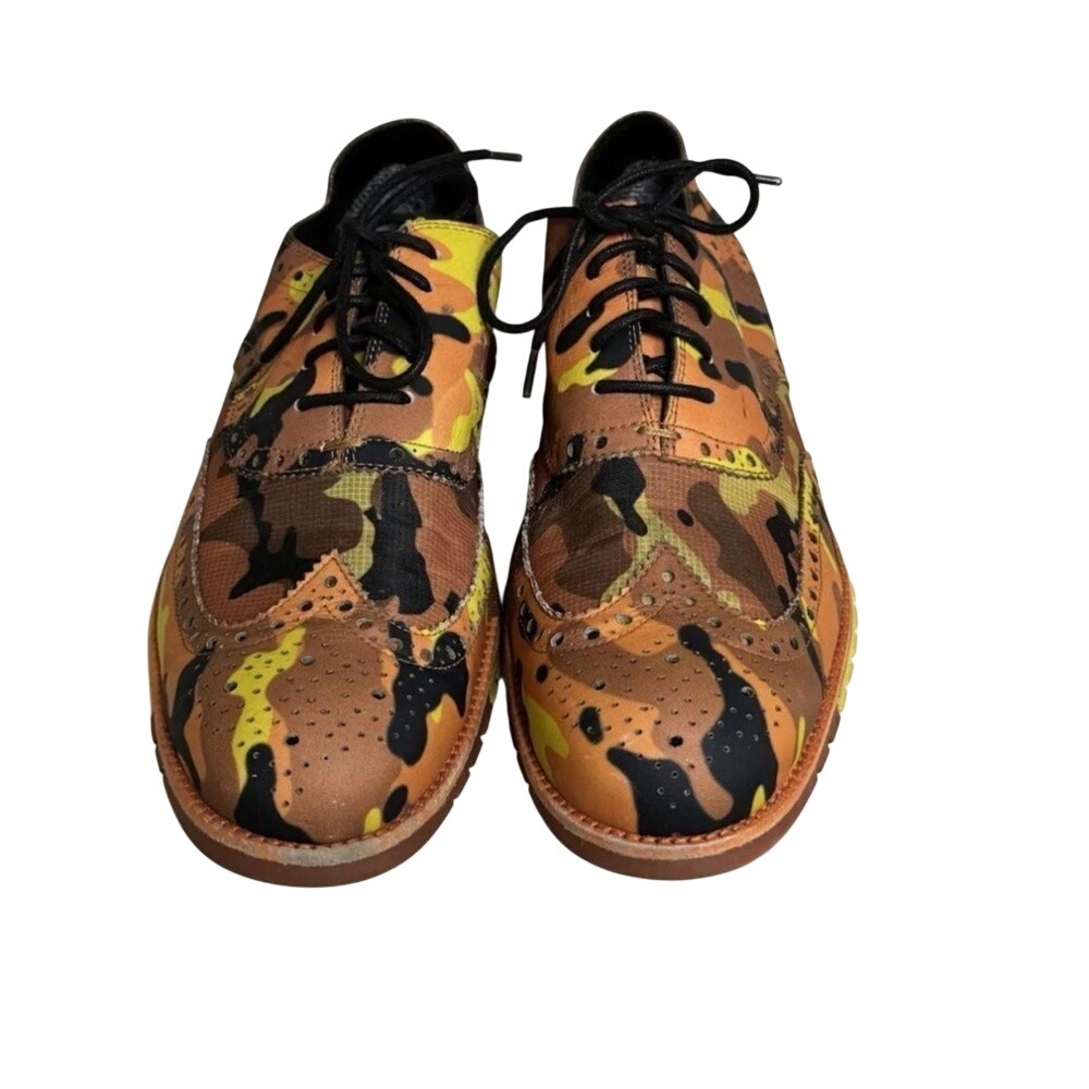 Cole Haan Zerogrand Golf Shoes Bill Murray Custom Camo Wingtip Cleats Orange